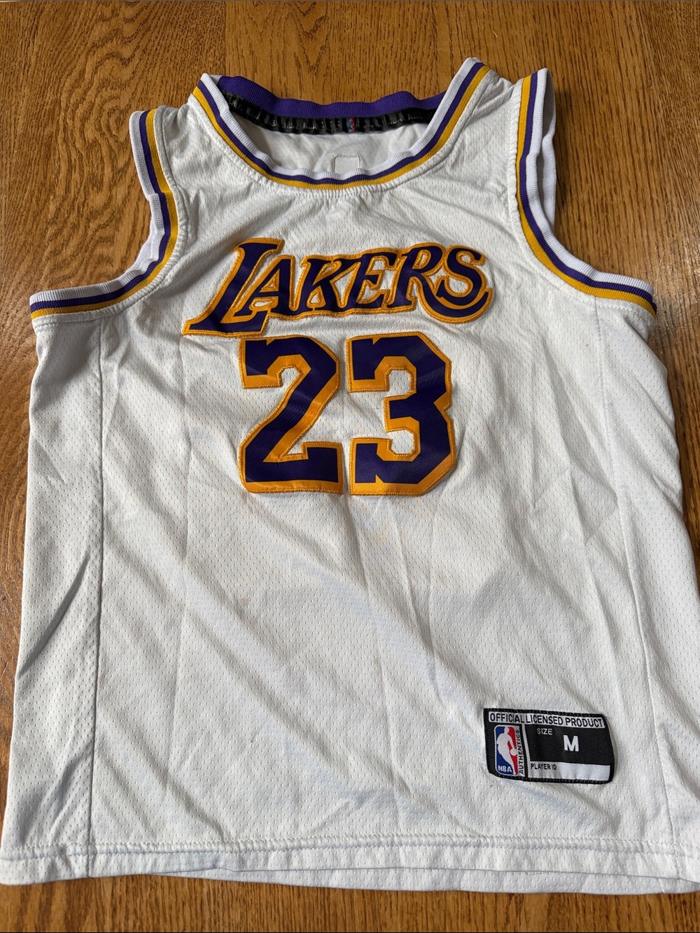 Los Angeles Lakers White & Purple #23 Basketball Jersey Like New Official NBA